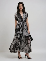 Religion Black Palm Maxi 2 Way Wrap Dress In Metallic Print - Image 6 of 6