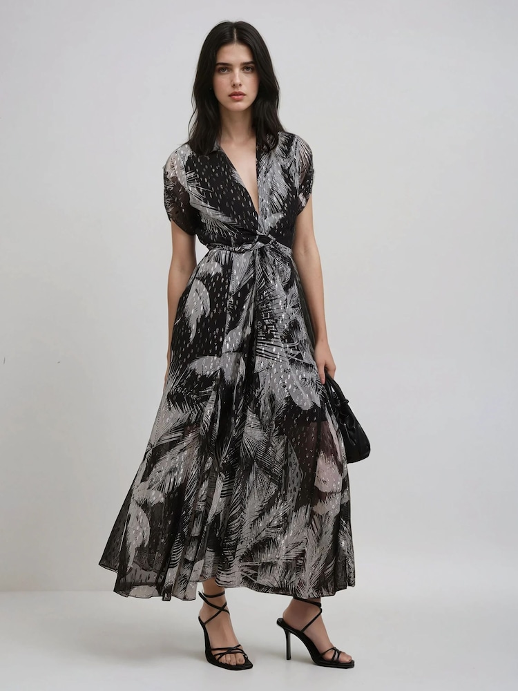 Religion Black Palm Maxi 2 Way Wrap Dress In Metallic Print - Image 6 of 6