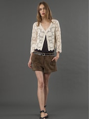 Religion Brown Galaxy Suede Shorts - Image 1 of 6
