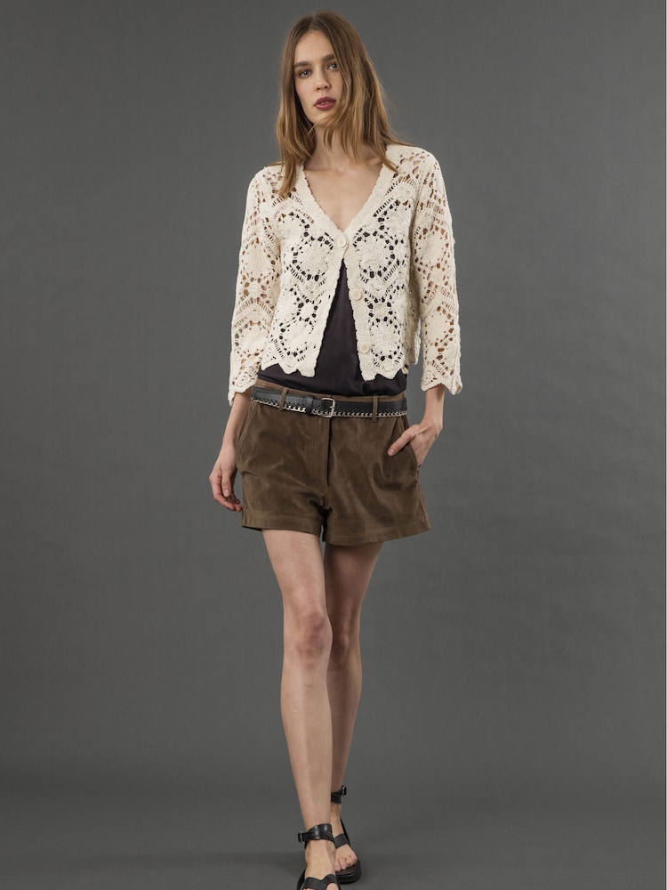 Religion Brown Galaxy Suede Shorts - Image 1 of 6