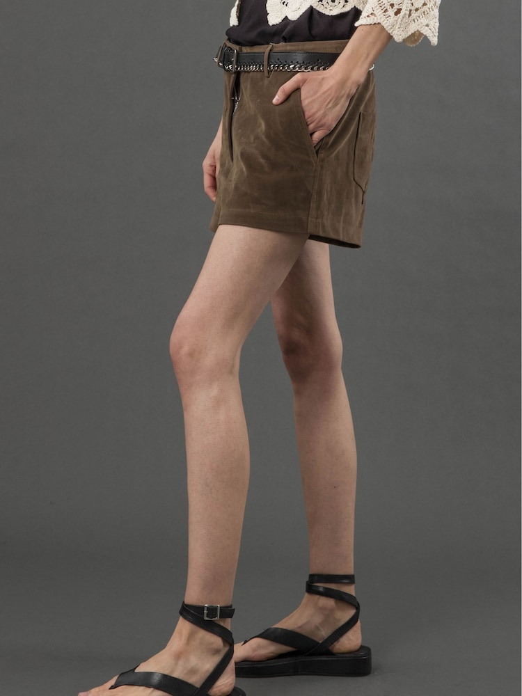 Religion Brown Galaxy Suede Shorts - Image 2 of 6