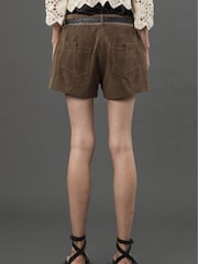 Religion Brown Galaxy Suede Shorts - Image 4 of 6