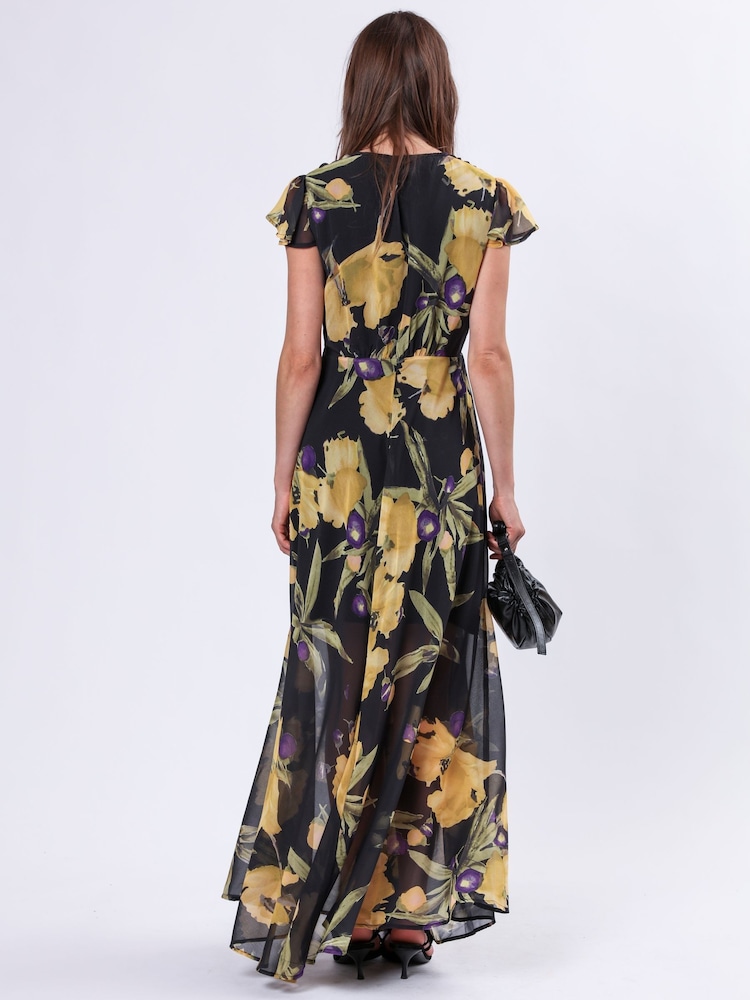 Religion Yellow Indium Maxi Dress With Button Thru Detail And Cap Sleeves - Image 3 of 5