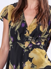 Religion Yellow Indium Maxi Dress With Button Thru Detail And Cap Sleeves - Image 4 of 5