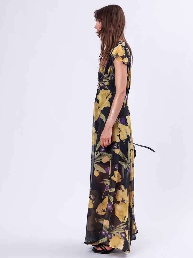 Gelb - Religion Indium Maxi Dress With Button Thru Detail And Cap Sleeves - Bild 5 von 5 Gelb - Religion Indium Maxi Dress With Button Thru Detail And Cap Sleeves - Bild 5 von 5