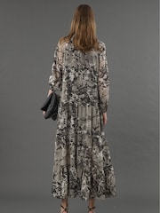 Religion Grey Sunset Tiered Maxi Dress In Dark Ditsy Floral Print - Image 3 of 6