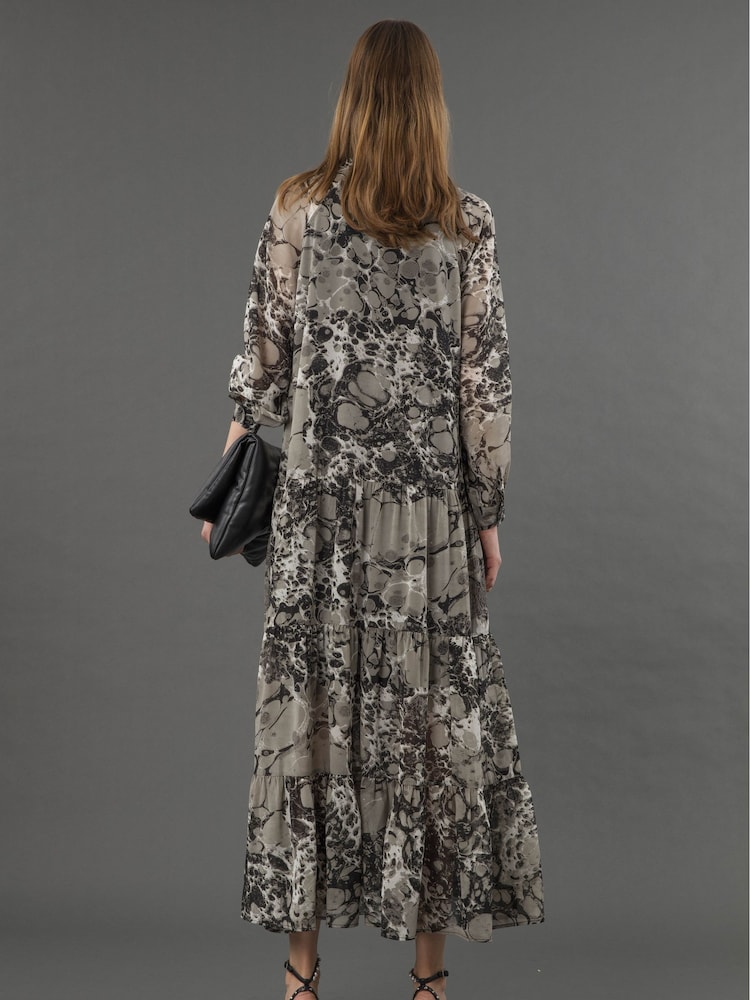Religion Grey Sunset Tiered Maxi Dress In Dark Ditsy Floral Print - Image 3 of 6