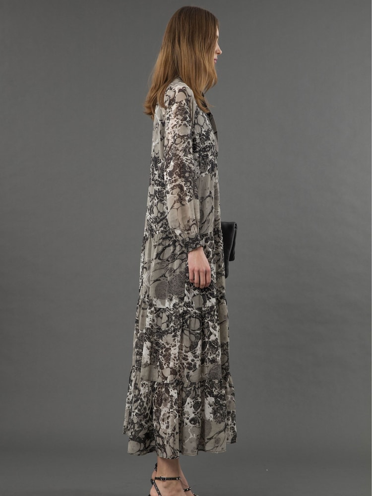 Religion Grey Sunset Tiered Maxi Dress In Dark Ditsy Floral Print - Image 5 of 6