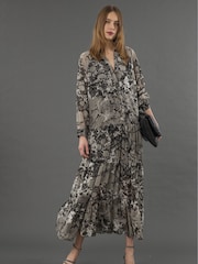 Religion Grey Sunset Tiered Maxi Dress In Dark Ditsy Floral Print - Image 6 of 6