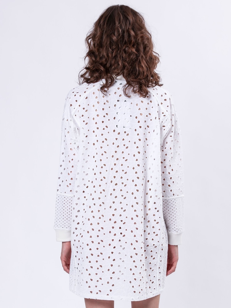 Religion White Coral Short Dress In Embroidery Anglais - Image 4 of 6