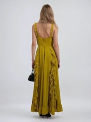 Religion Yellow Kate Maxi Dress With Frills And Spaghetti Straps - Image 4 of 6