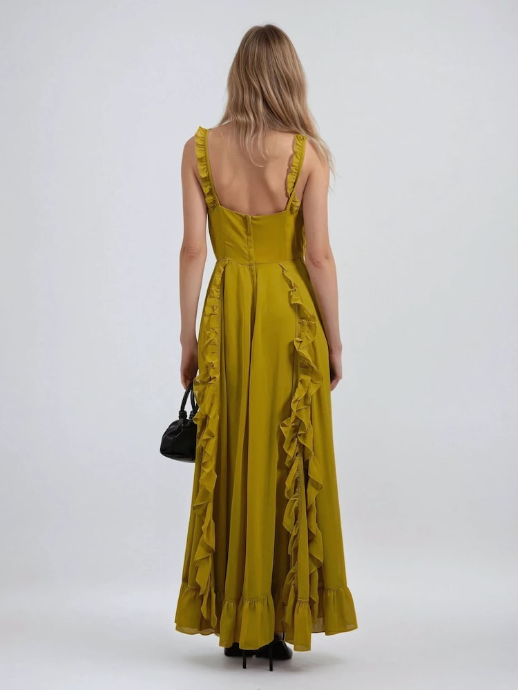 chinese dress ladies Andalusia Ruffle Maxi Dress