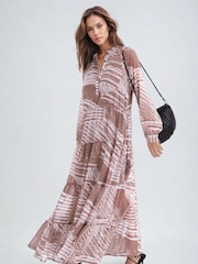 Religion Natural Callisto Maxi Dress With Tiered Skirt And Drawstring Waist - Image 1 of 6