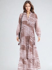 Religion Natural Callisto Maxi Dress With Tiered Skirt And Drawstring Waist - Image 3 of 6
