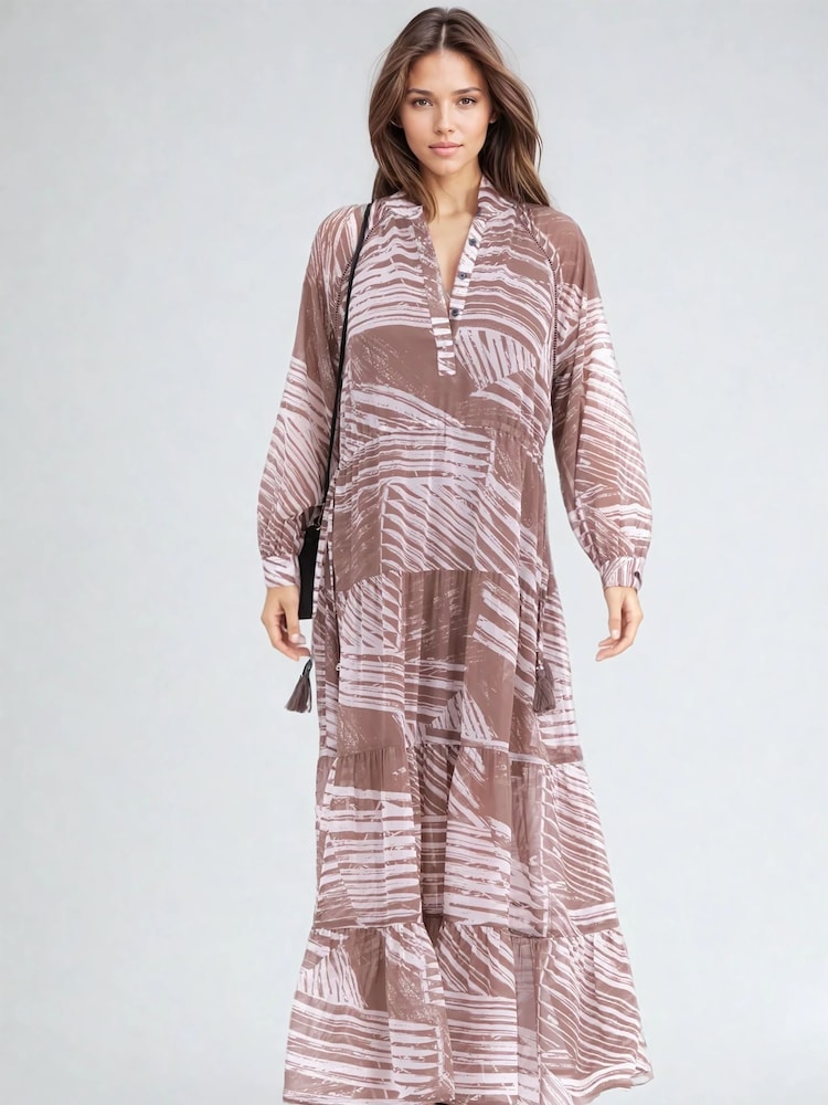 Religion Natural Callisto Maxi Dress With Tiered Skirt And Drawstring Waist - Image 3 of 6