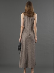 Religion Brown Element Bias Cut Maxi Slip Dress In Linen Mix - Image 3 of 6