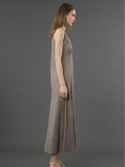 Religion Brown Element Bias Cut Maxi Slip Dress In Linen Mix - Image 4 of 6