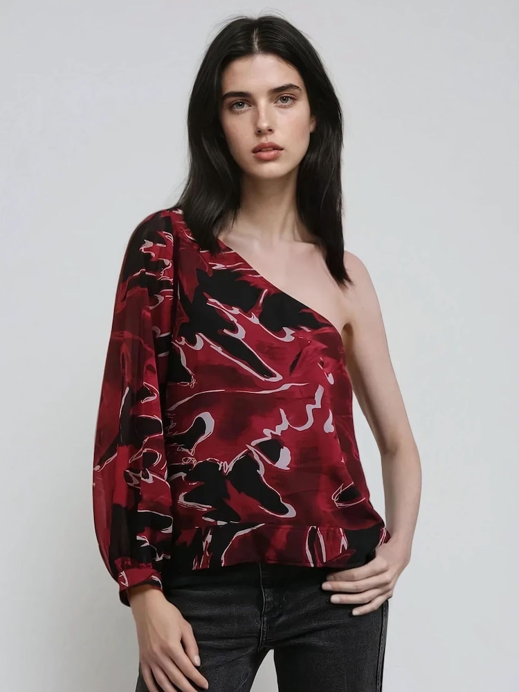 Religion Red Julia One Shoulder Top - Image 1 of 6