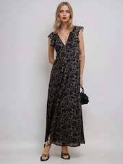 Religion Brown Bella Lace Up Maxi Dress In Dark Tie Dye Print - Image 2 of 6