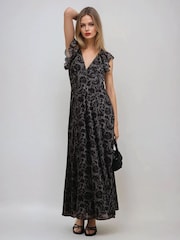 Religion Brown Bella Lace Up Maxi Dress In Dark Tie Dye Print - Image 6 of 6