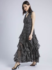 Religion Black Maya Maxi Shirt Dress In Cute Polkadot - Image 1 of 6