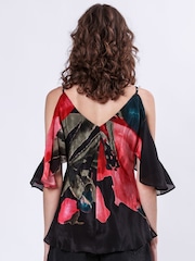 Religion Pink Ametrine Naked Shoulder Top With Floral Print - Image 3 of 5