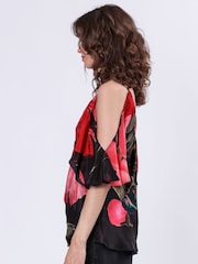 Religion Pink Ametrine Naked Shoulder Top With Floral Print - Image 4 of 5