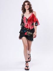 Religion Pink Ametrine Naked Shoulder Top With Floral Print - Image 5 of 5