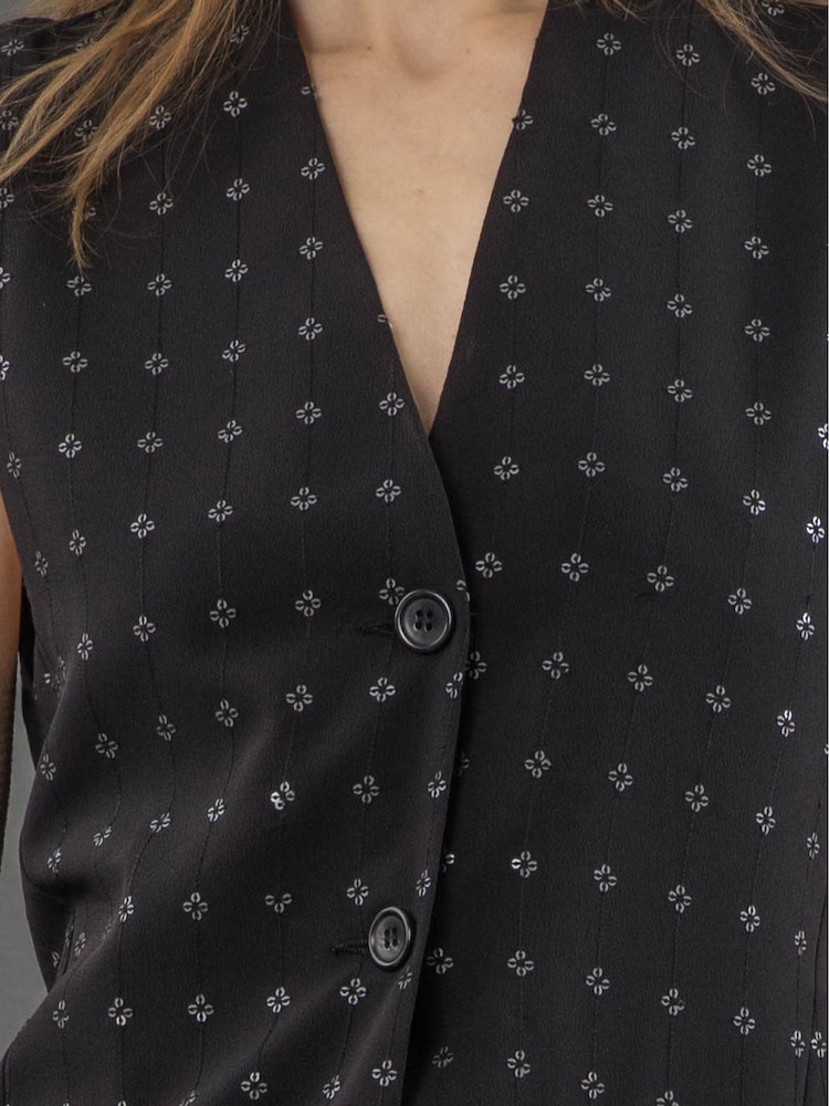 Religion Black Fleet Waistcoat Top With Sequin Beading - Image 6 of 6 Religion Black Fleet Waistcoat Top With Sequin Beading - Image 6 of 6