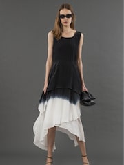 Religion Black Serpentine Assymetric Dress In Dip Dye - Image 5 of 6