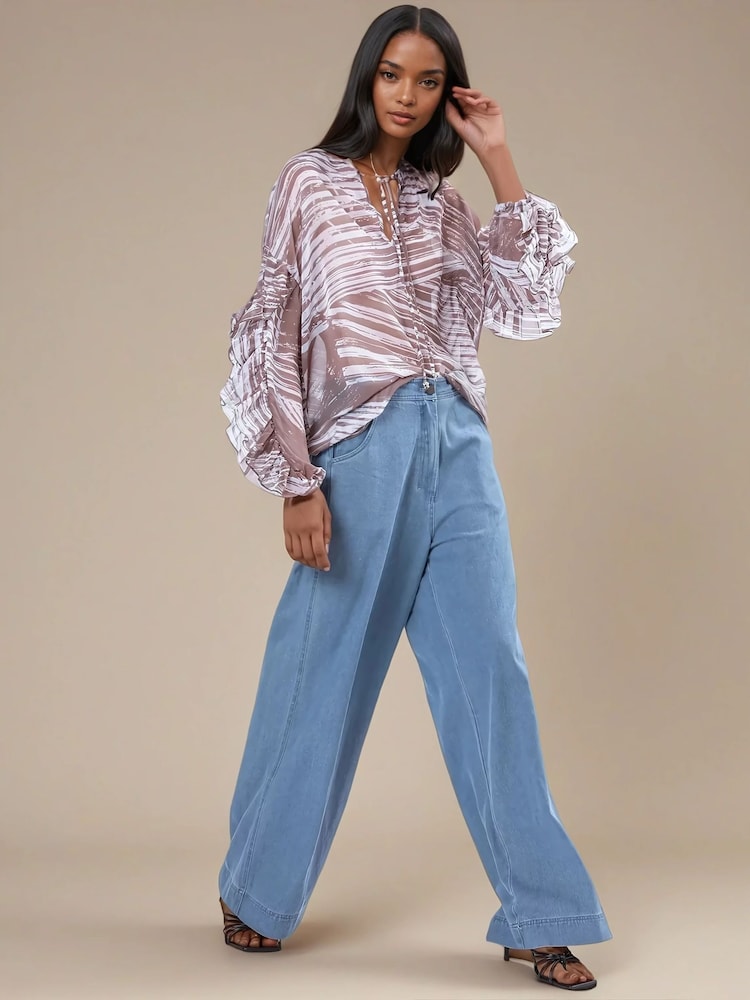 Religion Natural Oversized Callisto Blouse With Frills - Image 1 of 6