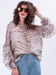 Religion Natural Oversized Callisto Blouse With Frills - Image 3 of 6