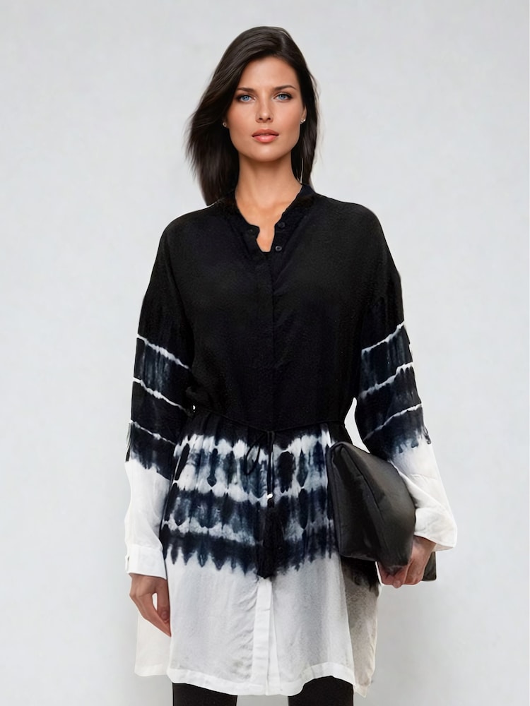 Religion Cluster Tunic In Tie Dye Stripe With Tassle Tie Belt - Bild 1 von 6