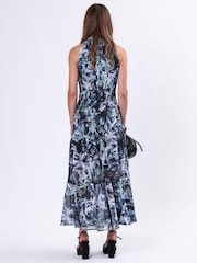 Religion Blue Time Maxi Halterneck Dress With Tie Sash - Image 3 of 6