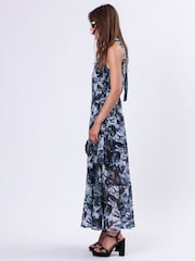 Religion Blue Time Maxi Halterneck Dress With Tie Sash - Image 6 of 6