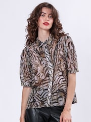 Religion Natural Indium Shirt Blouse With Puff Shoulder - Image 1 of 6