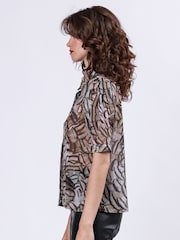 Religion Natural Indium Shirt Blouse With Puff Shoulder - Image 3 of 6
