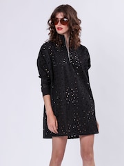 Religion Black Coral Short Dress In Embroidery Anglais - Image 3 of 6