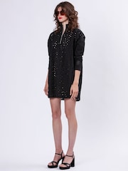 Religion Black Coral Short Dress In Embroidery Anglais - Image 4 of 6