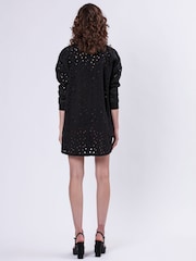 Religion Black Coral Short Dress In Embroidery Anglais - Image 5 of 6