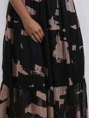 Religion Black Nadia Midi Strap Dress With Tiered Skirt In Dark Print - Image 5 of 5