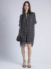 Religion Chrome Black Decoy Tunic Dress With Neck Tie - Image 3 of 6