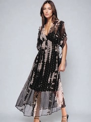 Religion Serene Tunic Maxi Dress In Metalised Fibre Fabric With Slip - Image 5 of 6