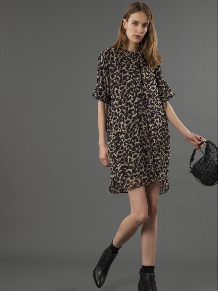 Religion Black Decoy Tunic Dress With Neck Tie - Image 3 of 6