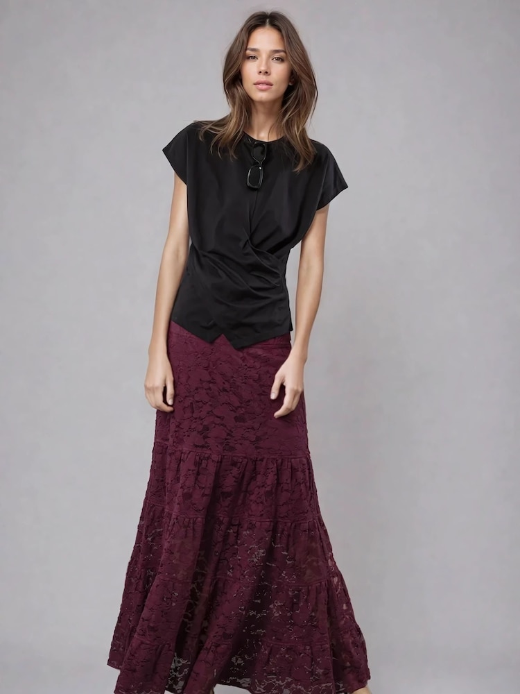Religion Red Eileen Tiered Maxi Lace Skirt - Image 2 of 5