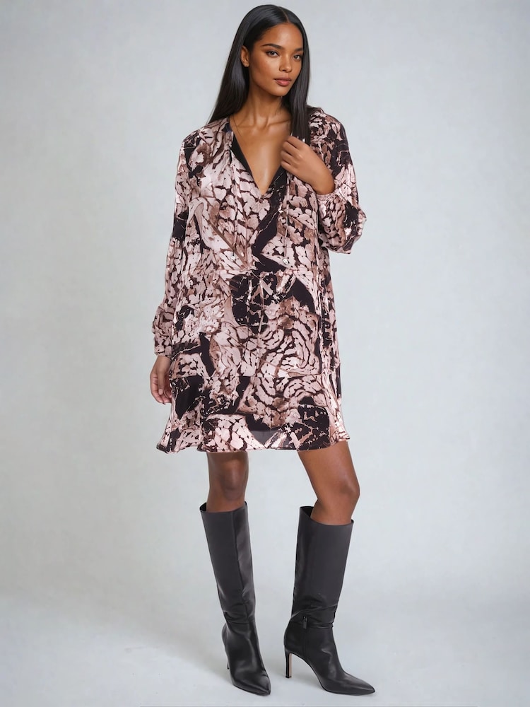 Religion Purple Mystic Tunic Dress With Frill Hem In Animal Print - Image 3 of 6