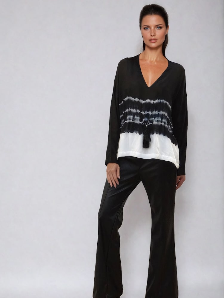 Religion Black Spell Top In Tie Dye With Tassle Belt Blouse - Image 3 of 5