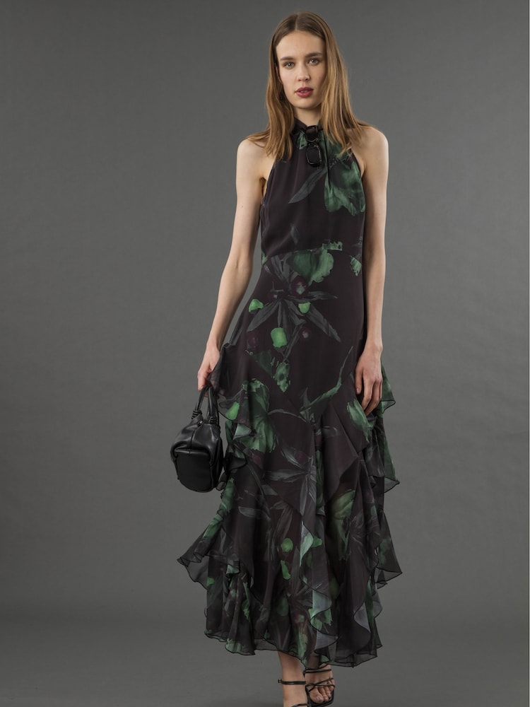 Religion Green Taylor Maxi Dress With Full Frill Skirt - Image 1 of 6