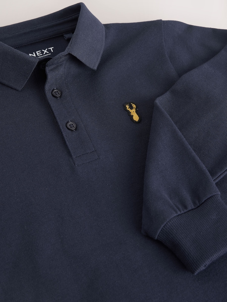 Navy Long Sleeve Polo Shirt (3-16yrs) - Image 4 of 4 Navy Long Sleeve Polo Shirt (3-16yrs) - Image 4 of 4