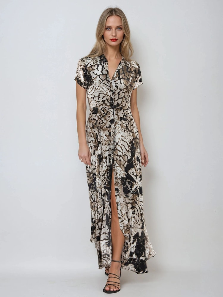 animal print maxi shirt dress Leo Wildesse Calypso Maxi Dress